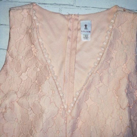 Lillian Peach Lace Fit And Flare Dress - Picture 2 of 7